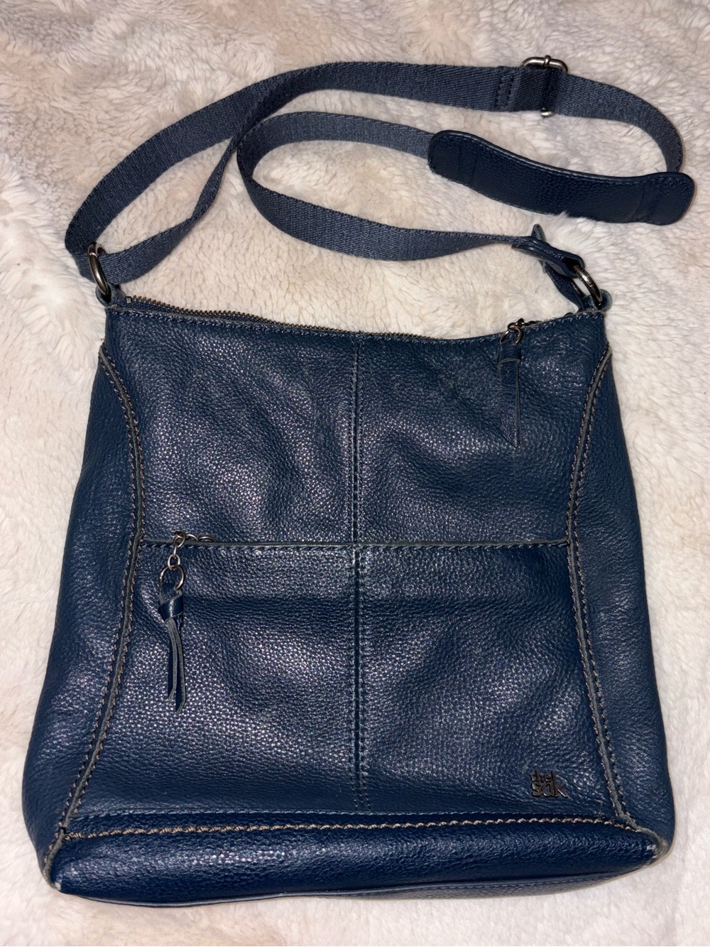 The Sak Navy Pebbled Leather Crossbody Bag